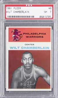 1961/62 Fleer #8 Wilt Chamberlain Rookie Card – PSA NM 7